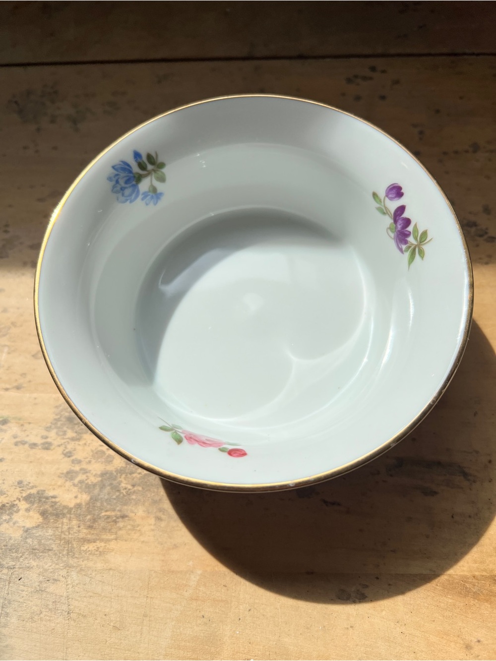 Vintage German Fine Porcelain Floral Gold-Rim dish.